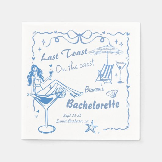 Hand getrokken laatste toast op de kust Bacheloret Servet (Voorkant)