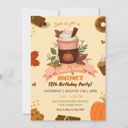 Hand getrokken Latte Leuke Herfst Verjaardag Kaart (Voorkant)