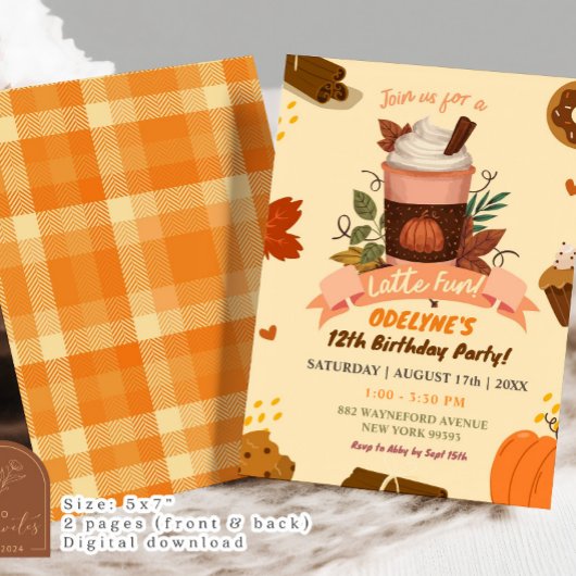 Hand getrokken Latte Leuke Herfst Verjaardag Kaart