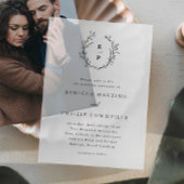 Hand getrokken Laurel Krans Monogram Huwelijk Vellum Uitnodigingen