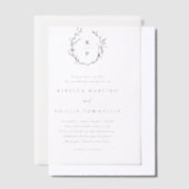 Hand getrokken Laurel Krans Monogram Huwelijk Vellum Uitnodigingen (Offset)
