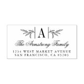 Hand-getrokken Laurel-tak Monogram Terugkeeradres Rubberstempel (Afrduk)