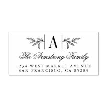 Hand-getrokken Laurel-tak Monogram Terugkeeradres