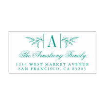 Hand-getrokken Laurel-tak Monogram Terugkeeradres