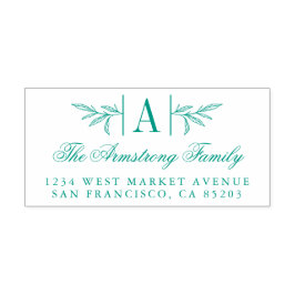 Hand-getrokken Laurel-tak Monogram Terugkeeradres Zelfinktende Stempel