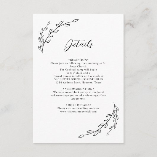 Hand getrokken lauwerkrans informatiekaartje (Voorkant)