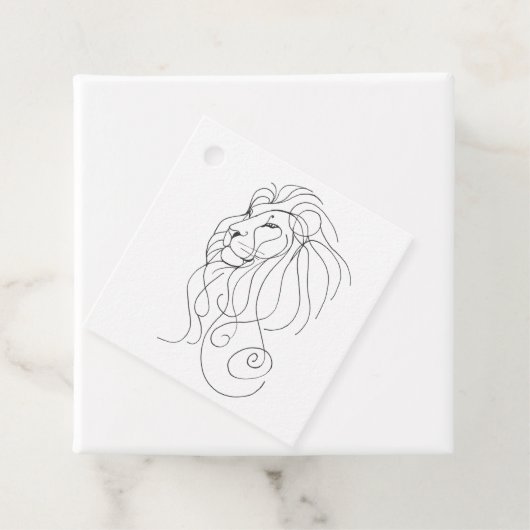 Hand getrokken leeuw - minimalistische lijnkunst bedankjes labels (In situ)
