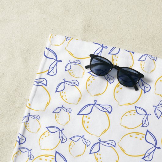 Hand getrokken Lemon Pattern Strandlaken (In situ)