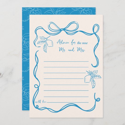 Hand-getrokken Lemon Wedding Advies Kaart (Voorkant / Achterkant)