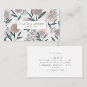 Hand Getrokken Lente Bloemen Stoffig Koraal & Groe Visitekaartje (Voorkant / Achterkant)