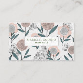 Hand Getrokken Lente Bloemen Stoffig Koraal & Groe Visitekaartje (Voorkant)