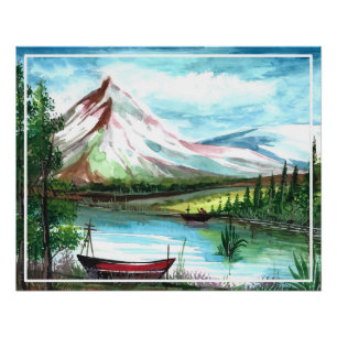 Hand getrokken lente landschap landschap landschap perfect poster