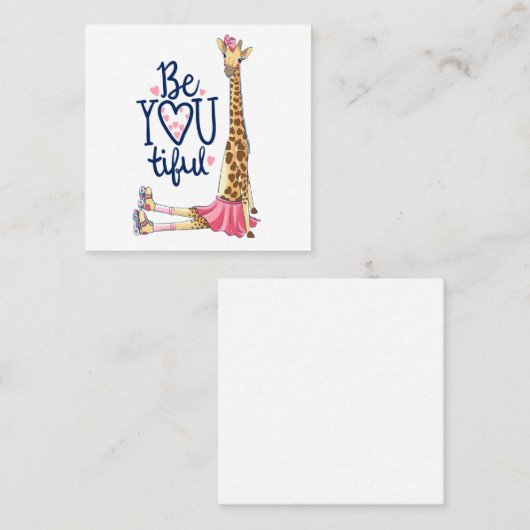 Hand getrokken leuke giraffe illustratie vierkante visitekaartje (Voorkant / Achterkant)