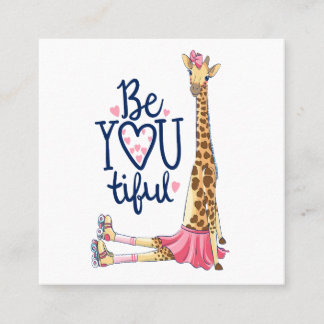 Hand getrokken leuke giraffe illustratie vierkante visitekaartje