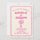 Hand getrokken Levendig Roze Retro Dubbelzijdige b Kaart (Voorkant)