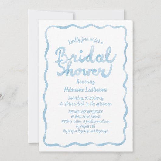 Hand getrokken lichtblauw Waterverf Vrijgezellenfe Kaart (Voorkant)