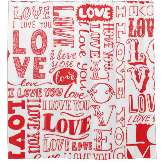 Hand-getrokken liefde doedels naadloze achtergrond douchegordijn