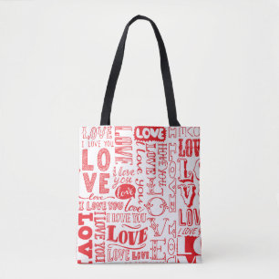 Hand-getrokken liefde doedels naadloze achtergrond tote bag