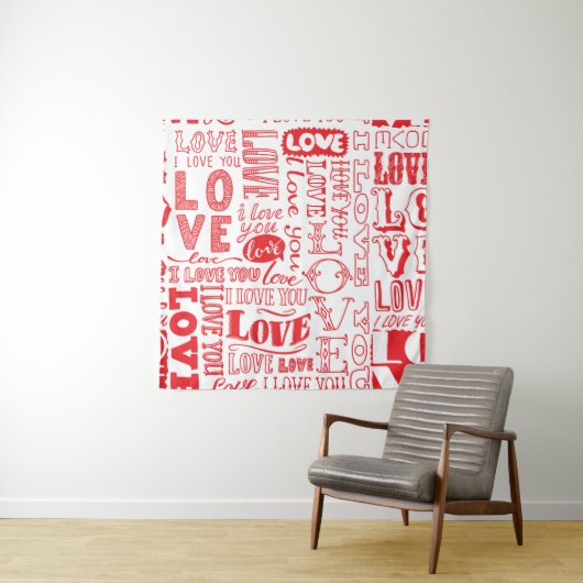 Hand-getrokken liefde doedels naadloze achtergrond wandkleed (In situ)