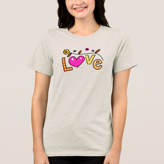 Hand getrokken liefde Doodle Tri-Blend Shirt (Voorkant)