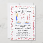 Hand getrokken liefde en pasta Italiaans repetitie Kaart (Voorkant)