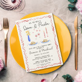 Hand getrokken liefde en pasta Italiaans repetitie Kaart