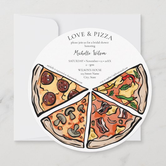 Hand getrokken liefde en pizza Italiaanse bruid Kaart (Voorkant)