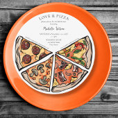 Hand getrokken liefde en pizza Italiaanse bruid Kaart