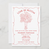 Hand getrokken liefde in bloei koraal rood Vrijgez Kaart (Voorkant)