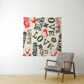 Hand getrokken liefde thema patroon wandkleed (In Situ (horizontaal))