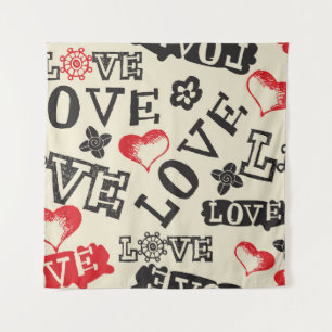 Hand getrokken liefde thema patroon wandkleed