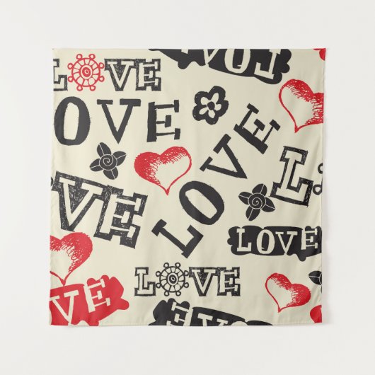 Hand getrokken liefde thema patroon wandkleed (Voorkant)