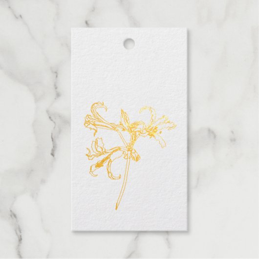 Hand getrokken lijn bloeiende lelie bloem. cadeaulabels (Voorkant)