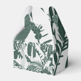 Hand getrokken lijn tropische bladeren. bedankdoosjes