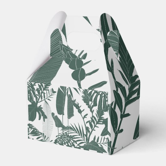 Hand getrokken lijn tropische bladeren. bedankdoosjes (Voorkant Zijde)