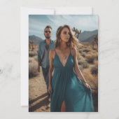 Hand getrokken lijnen Blauwgroen blauw bruiloft fo Save The Date (Achterkant)