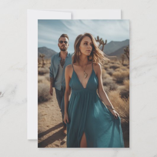 Hand getrokken lijnen Blauwgroen blauw bruiloft fo Save The Date (Achterkant)