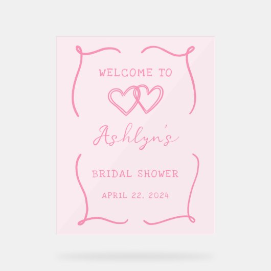 Hand getrokken Lijst roze Vrijgezellenfeest acryl  Acryl Bord (Voorkant)