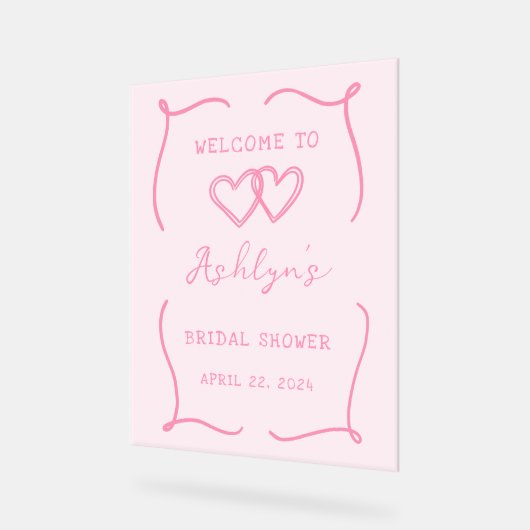 Hand getrokken Lijst roze Vrijgezellenfeest acryl  Acryl Bord (Hoek)