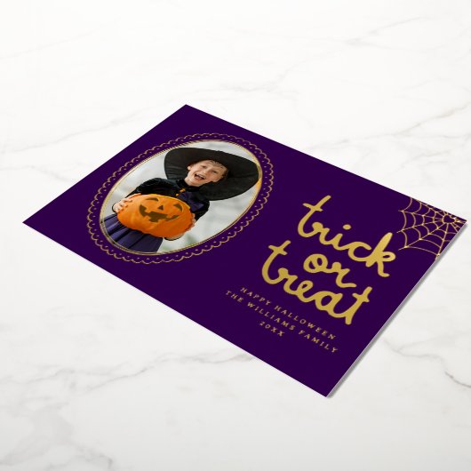 Hand getrokken Lijst Trick or treat Halloween Foto Folie Feestdagenkaart (Gedraaid)