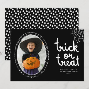 Hand getrokken Lijst Trick or treat Halloween Foto Kaart