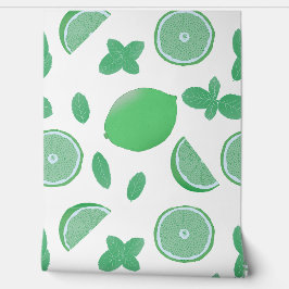 Hand getrokken Limoen en Mint Botanische Naadloze Behang