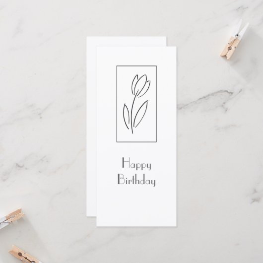 Hand getrokken lineaire tulp Kaart (Voorkant / Achterkant in situ)