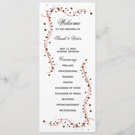 Hand Getrokken lint bloem dubbele kant programma k Programmakaart (Voorkant)