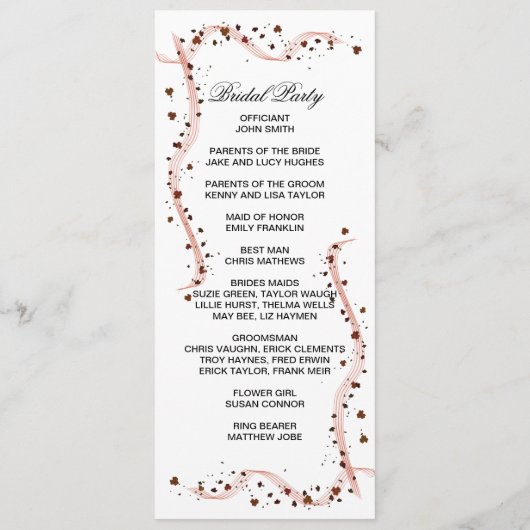 Hand Getrokken lint bloem dubbele kant programma k Programmakaart (Achterkant)