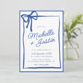 Hand getrokken lint boog bruiloft kaart (Staand voorkant)