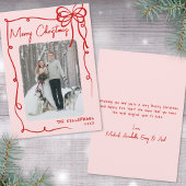 Hand getrokken lint boog retro kerst feestdagenkaart