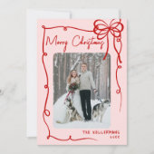 Hand getrokken lint boog retro kerst feestdagenkaart (Voorkant)