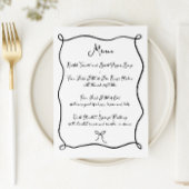 Hand getrokken lint & boog zwart & wit bruiloft menu