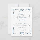 Hand getrokken lint Doodle Stoffig Blauw Moderne b Save The Date (Voorkant)